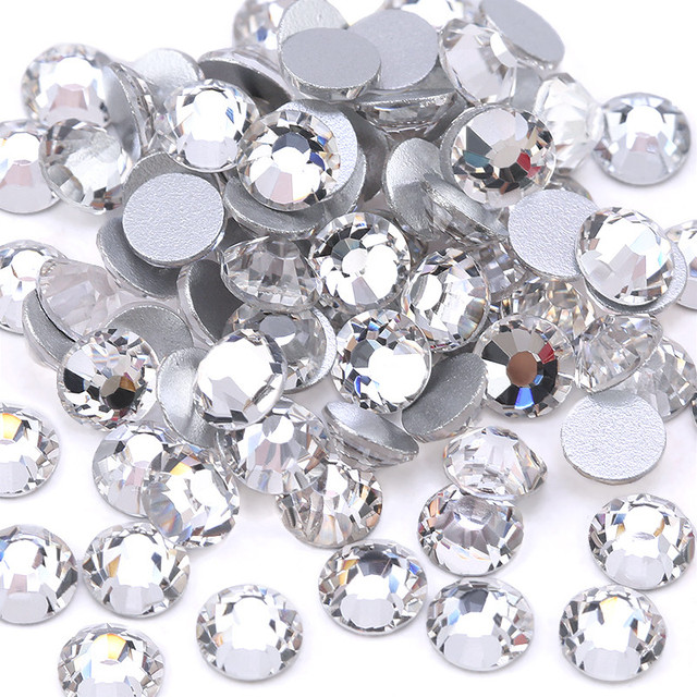 Top quality SS3-SS40 Clear Crystal White 3D Nail Art Decoration rhinestones  Silver Flatback Rhinestones Glitter